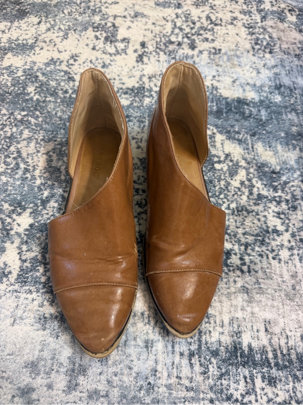 BAMBOO Cognac Tan Pointed Slip-On Mules